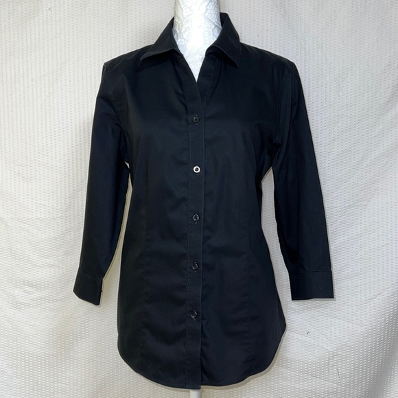 Chico’s Wrinkle Resistant Black 3/4 Sleeve Button Down Shirt - Size 1 (Medium/8) - Picture 4 of 10